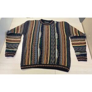 Vintage 90s Protege Collection 3D Cable Knit Sweater COOGI Style USA Adult L